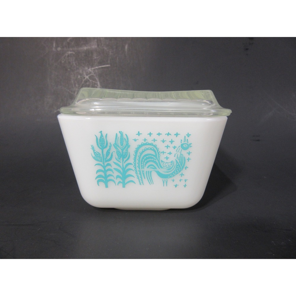 Vtg Pyrex Dish Set White Blue Butterprint Amish 501-503 Refrigerator Rooster - Picture 6 of 16